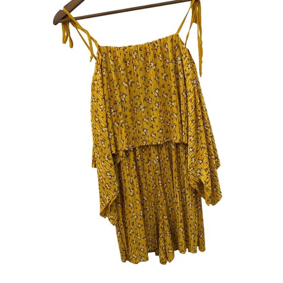 Pants - ASOS Women's 12 Golden Yellow Floral Ruffled Top Romper Adjustable Straps
